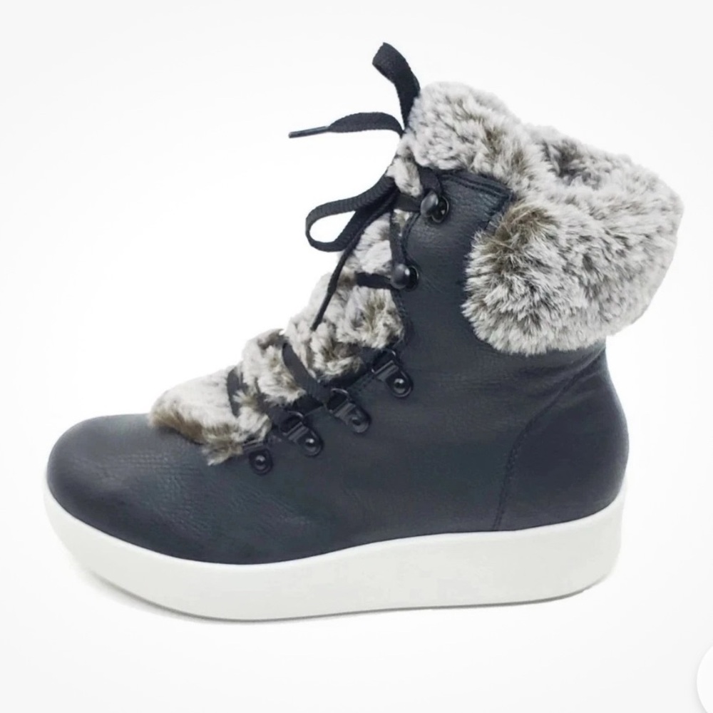 OTBT Gower Faux Fur High-Top Sneaker Boots • Black • Size 7.5